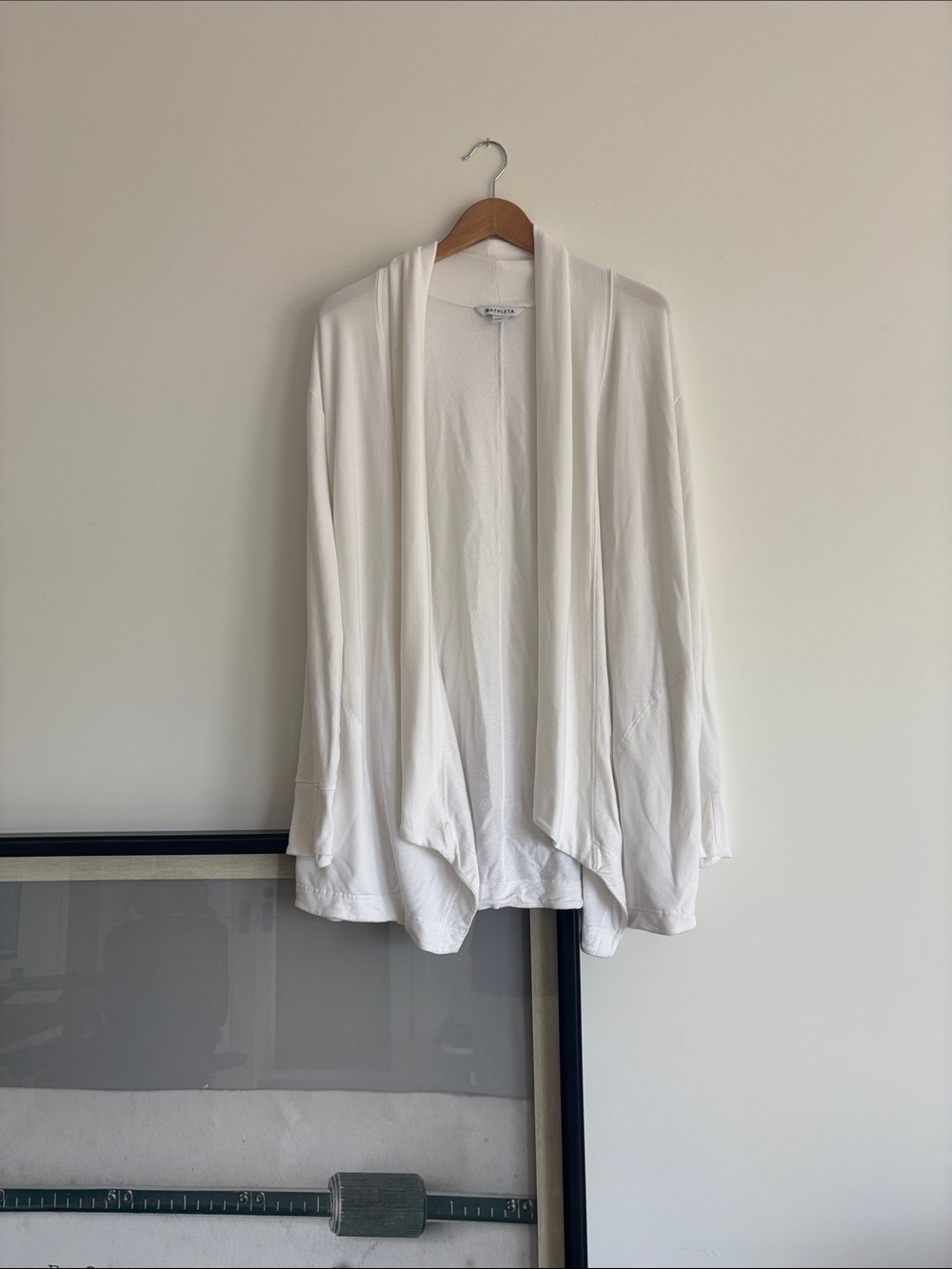 Athleta White Draped Open-Front Cardigan